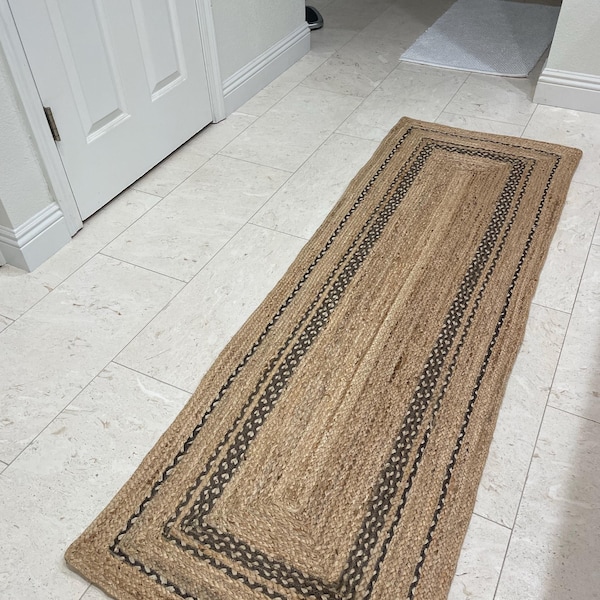 Bordered Jute Rug Handmade Natural Jute Rug, Solid Border Jute Rug, Custom Size Rug ...
