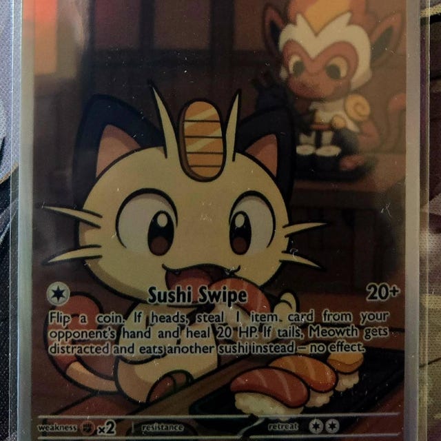 sushi pokemon card Happy Pokmon Day!! We're celebrating with Ricey, our very own salmon nigiri Pokmonready to roll into battle! We're also going to be giving away two $20 St Pierres Vouchers Simply comment