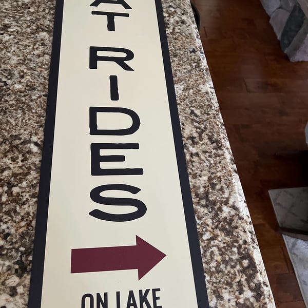 Boay Ride Sign Boat Rides Sign, Personalized Vertical Lake Name Sign, Custom Arrow ...
