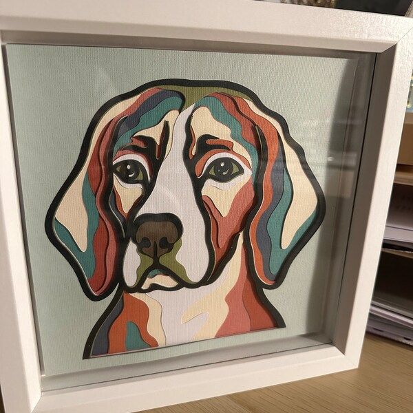 Beagle 3D Shadow Box SVG/ Colorful Beagle Papercut Art/ 3D Dog Layer ...