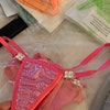 Micro Scrunch Butt Bikini Flocked Red Hearts on Mesh See Thru W/ Adj ...
