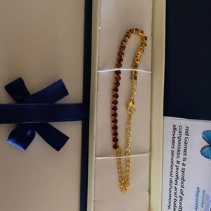 Natural Garnet Tennis Bracelet Gold 4mm Natural Red Garnet Bracelet Naturally Mined Genuine Gemstone Fast Free Shipping For Her Birthday