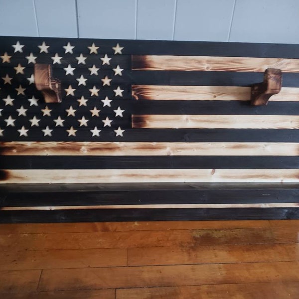 36x20 Rustic American Flag Double Gun Rack. Double Gun Bow Rack. - Etsy