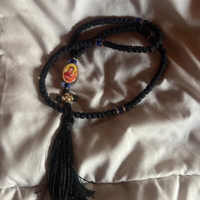 100 Knots Greek Orthodox Handmade Prayer Rope With Double-sided Icon ...