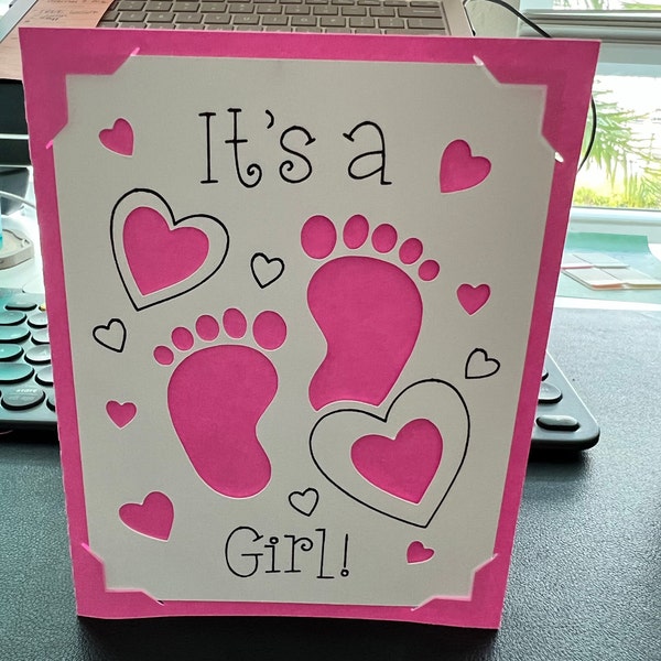 SVG: It’s a Girl Insert Card. Cricut Joy Friendly. Draw and Cut Card ...