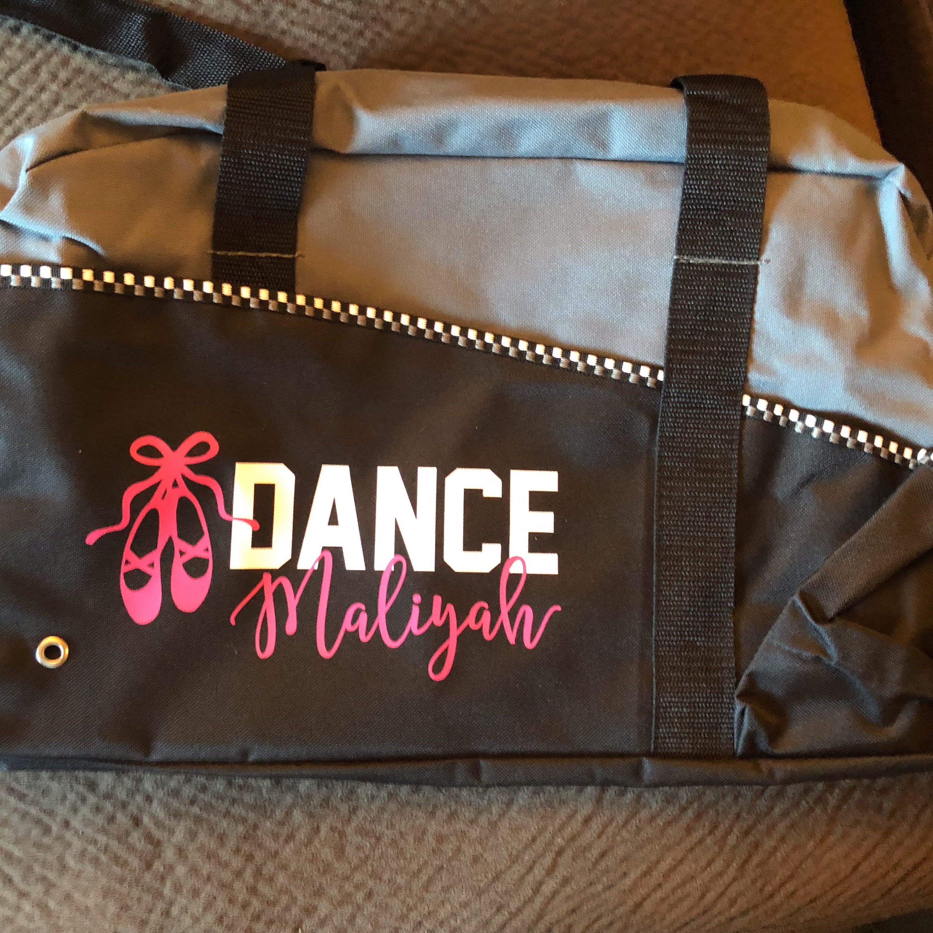Personalized Dance Bag, Dance Bag, Custom Duffle Bag, Gray Duffle Bag, Black Duffle Bag, Dancer Gift, Sports Bag, Dancer Coach Gift