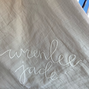 Personalized Hand Lettered Embroidered Baby Swaddle Receiving Blanket ...