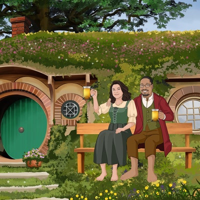 Personalized LOTR Family Portrait From Photo, Custom Couples Portrait