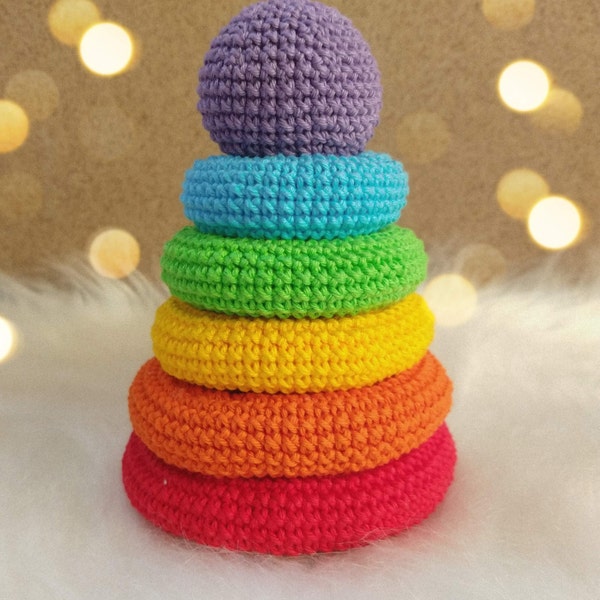 Crochet Baby Toys Montessori Rainbow Stacking Rings Pattern Crochet ...