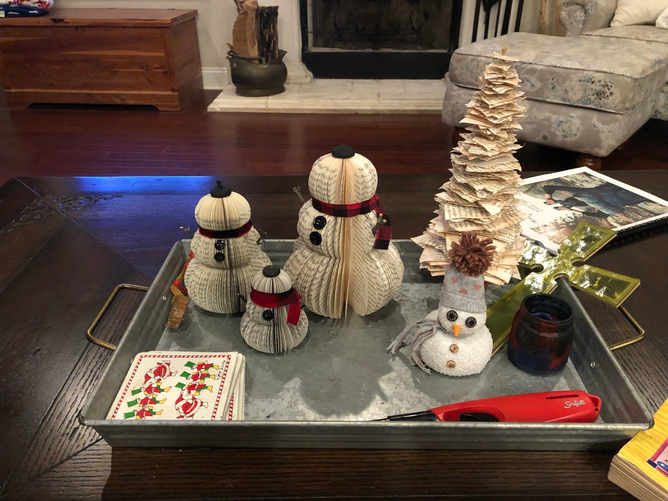 Book Snowman-Christmas Decor-Holiday Decor-Christmas Decoration-Christmas Gifts-Book Exchange-Winter Decor-Teacher Gift-Gift for Mom