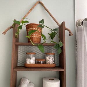 Rustic Wooden Bathroom Decor Rope Hanging Bathroom Shelves - Etsy