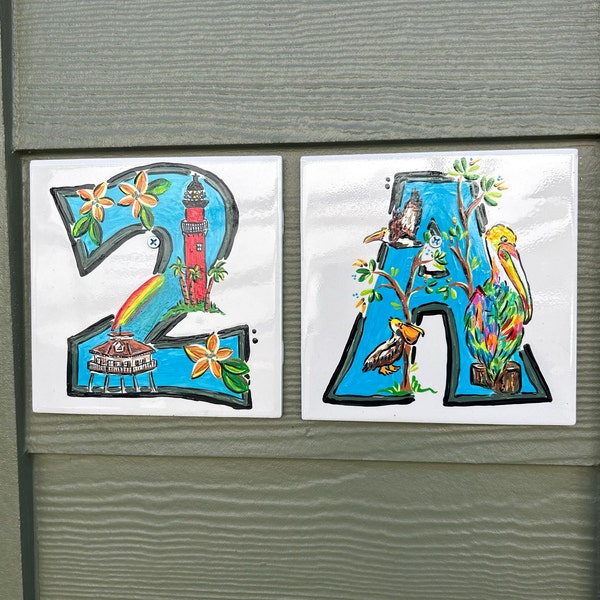 Address Numbers Beachy Tiles Numbers 1-9 - Etsy