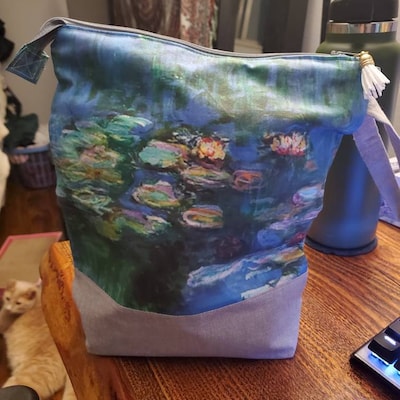 Van Gogh Starry Night Print Fabric, Knitting Project Bag, Medium or ...