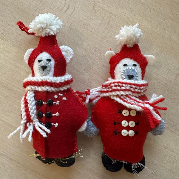 Bundled up Bear Felt Ornament Pattern, Felt Bear Christmas Ornament ...