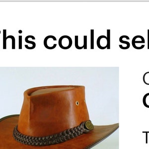 Deluxe Rich Brown Kangaroo Leather Hand Crafted Fold-up Australian Bush Hat / Outdoor Hat Perfect In All Weather - Foto 4