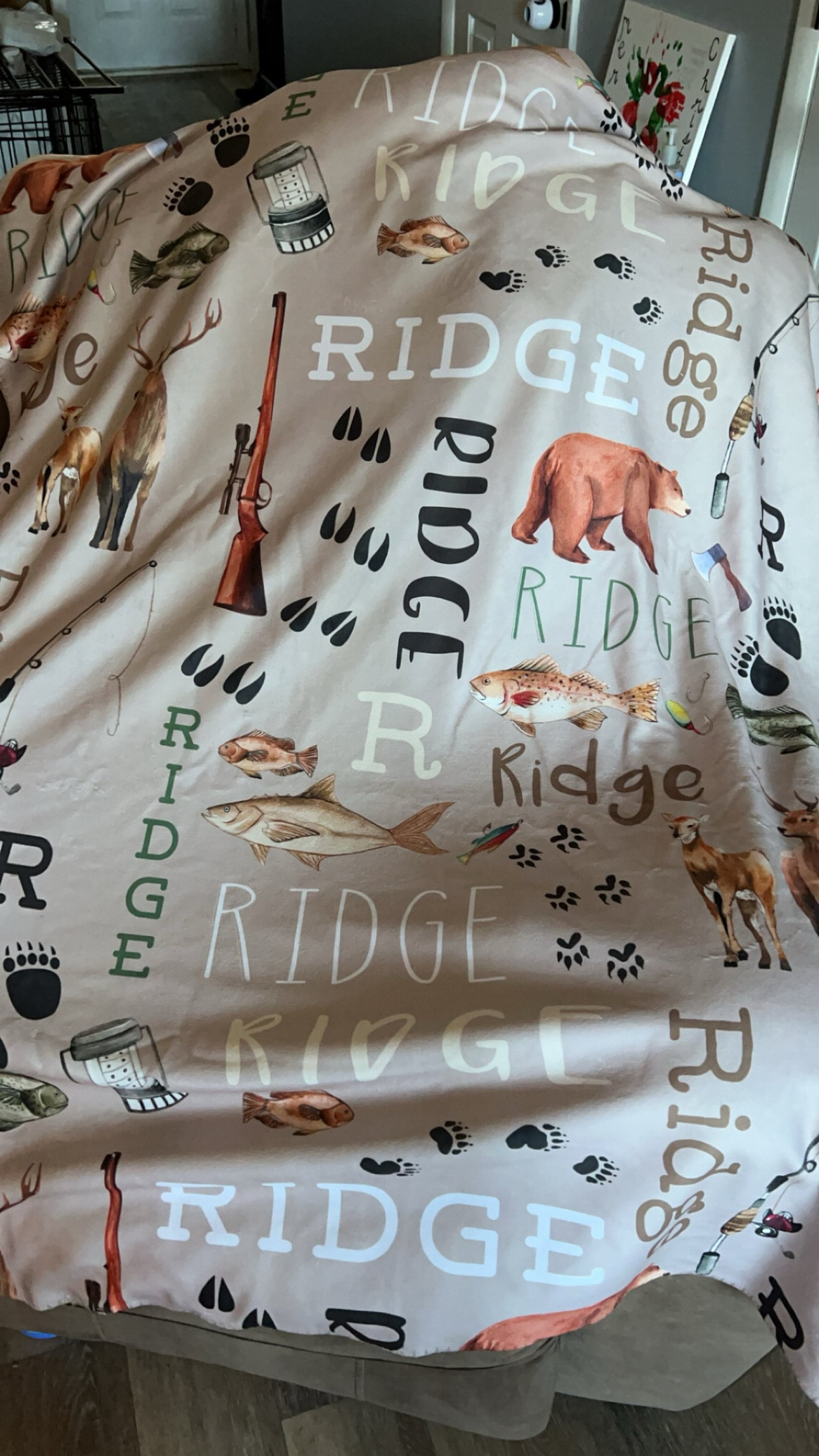 Personalized Hunting Fishing Blanket - Custom Hunting Baby Blanket- Hunting Baby Blanket - Personalized Name Blanket - Outdoors Bear Deer