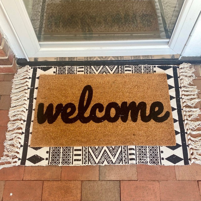 ZACOO 2'x4' Farmhouse Striped Area Rug Rectangle Door Mat Front Porch  Doormat Throw Small Rug for Layered Door Mats Kitchen
