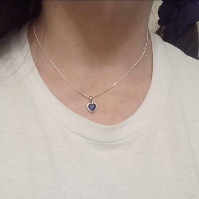 Blue Sapphire Heart Necklace, Sterling Silver September Birthstone ...