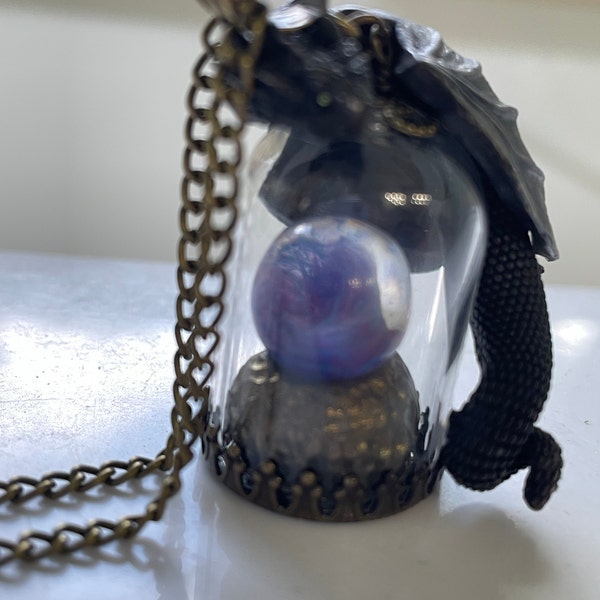 Natural Crystal Heart Pendant With Double Dragon / Wyvern – Magic Healing Amulet By Paseisaku