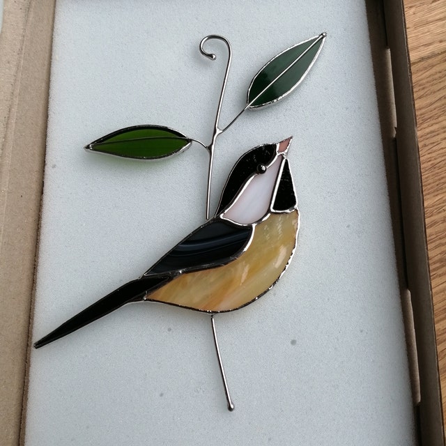 Black Capped Chickadee Stained Glass Window Hangings Christmas