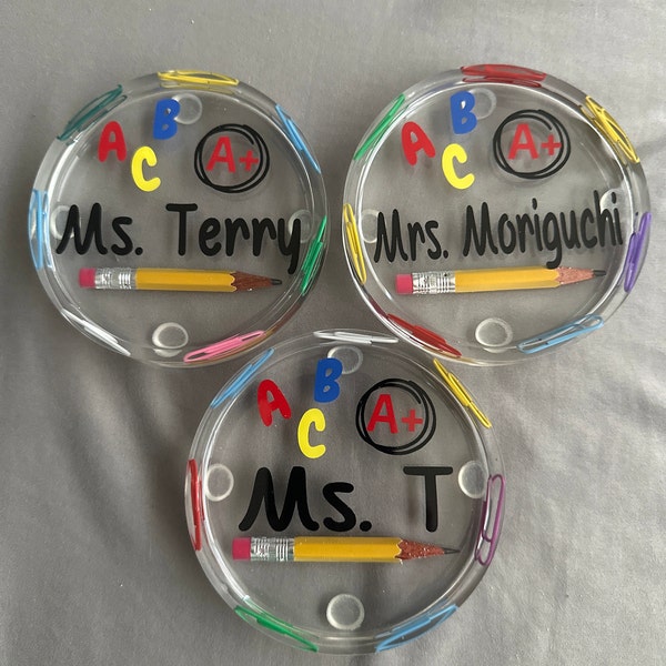 Teacher Appreciation Gift Custom, Teacher Coaster, Epoxy Resin Art ...
