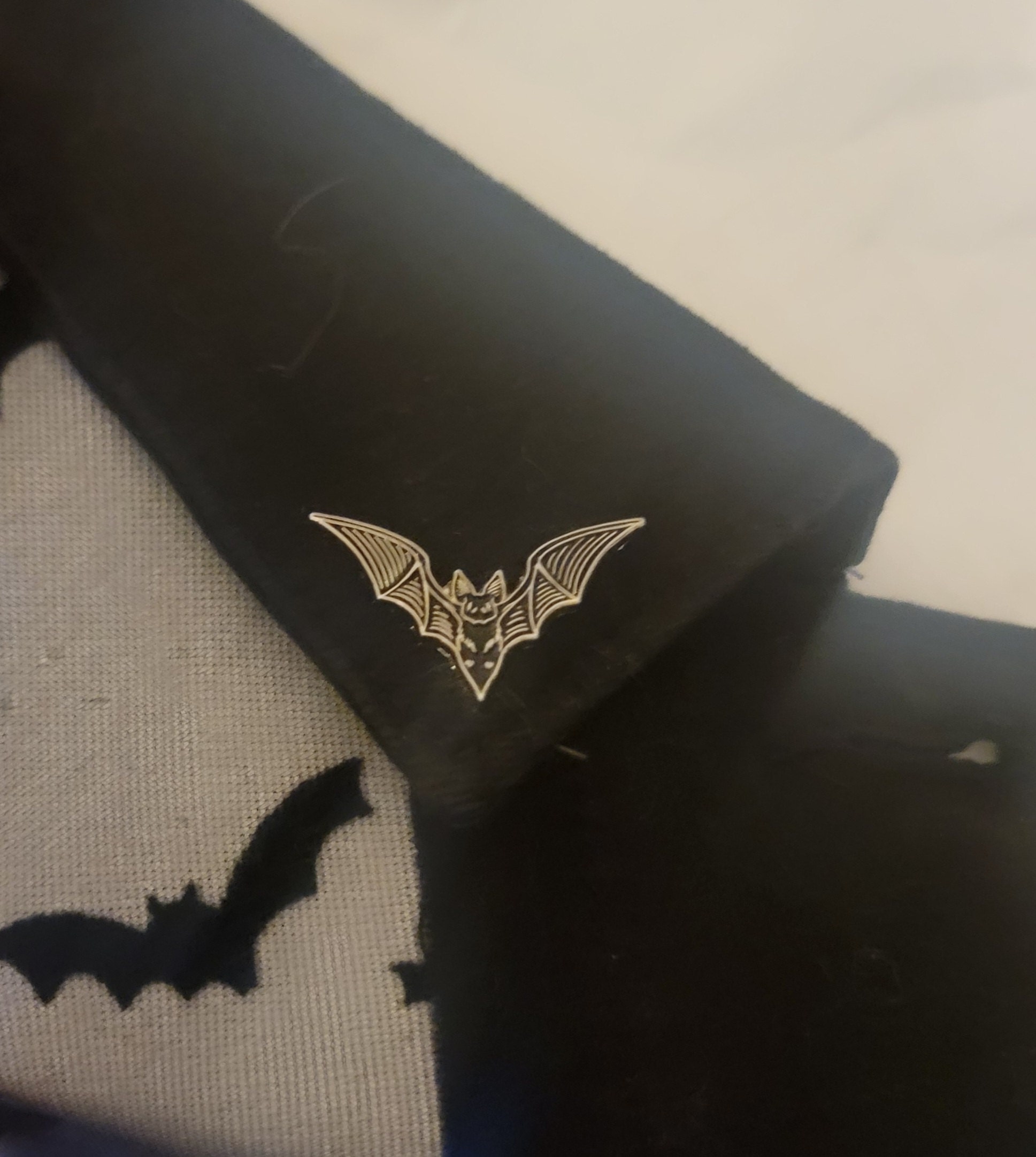 Bat Collar Point Enamel Pin Set of 2 Black and Silver - Alternative Goth Fashion Witchy Style Halloween Gift Spooky Lapel Jewelry Accessory