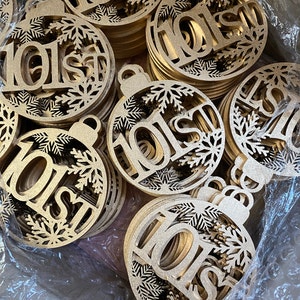 Personalized Christmas Ornament Laser Cut Wood With Name | Etsy