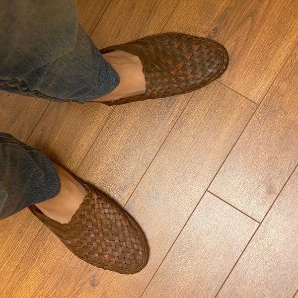Mens Woven Leather Mules,menswear Flats,mens Shoes,slippers,slide Sandals,back Open,authentic