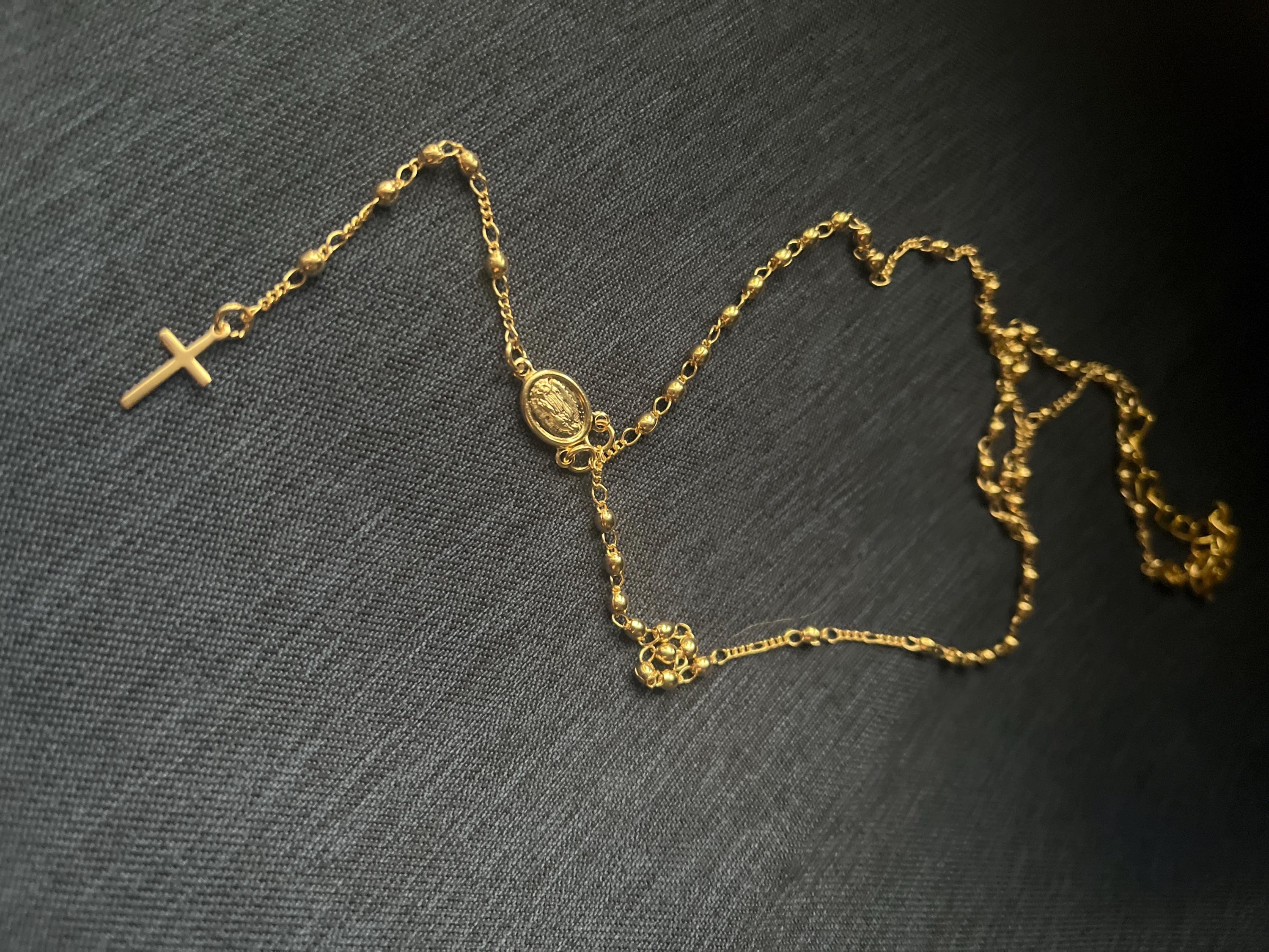 18k Gold Filled Rosary Necklace, Gold Cross Necklace for Layering, Custom Rosary Jewelry, Personalized Religious Gift, Dainty Necklace