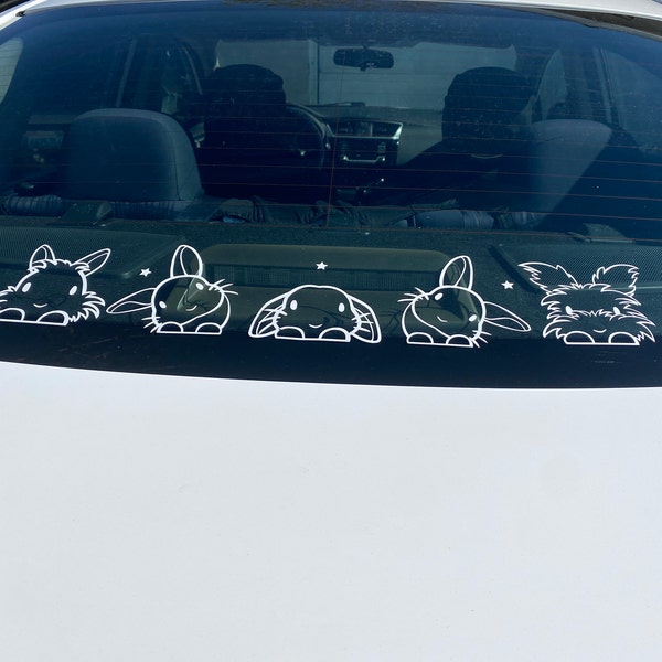 Peering Cute Angora Bunny Sticker; Rabbit Car Decal, Bunny Laptop Decal ...