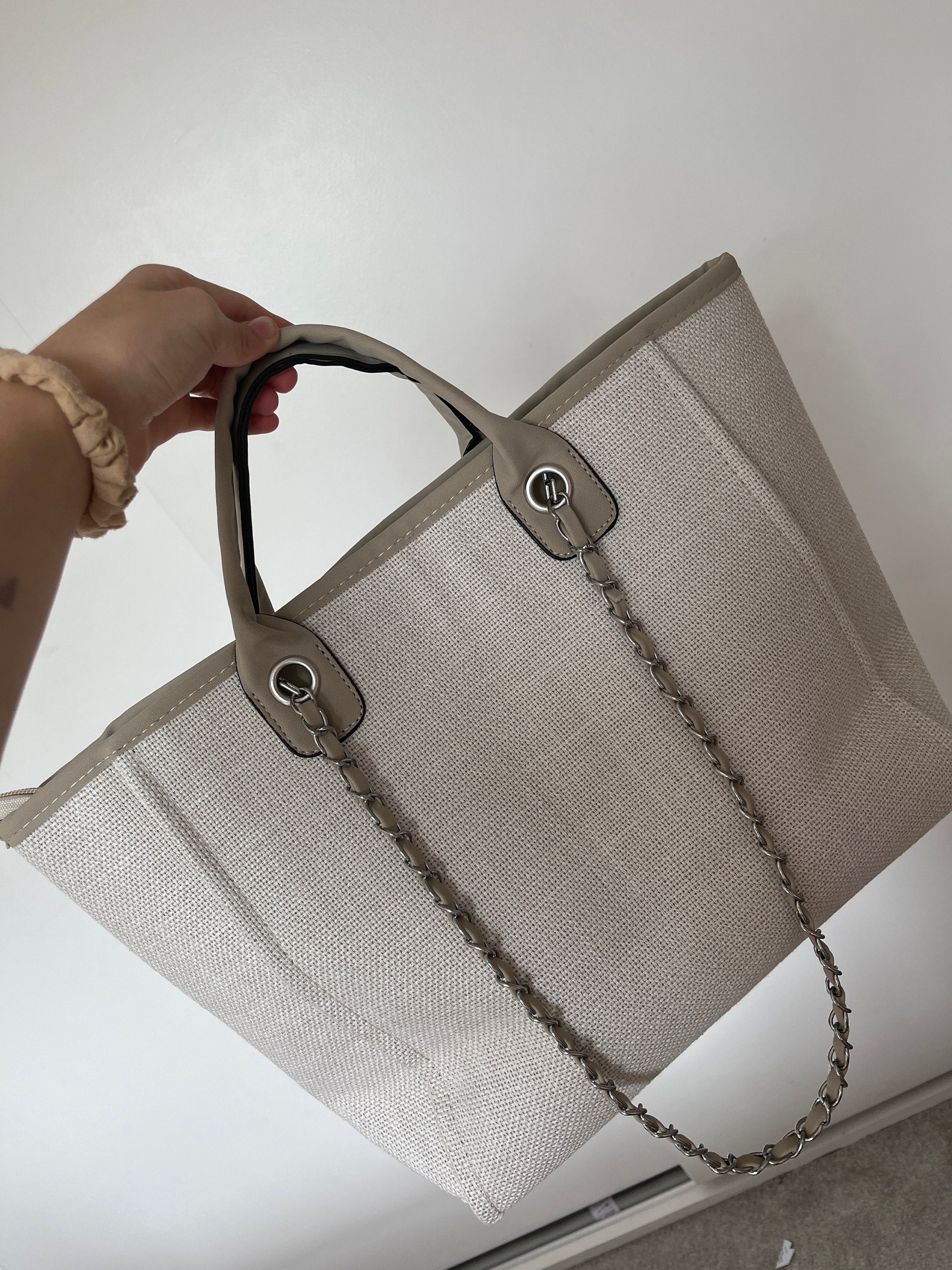 Personalised Shoulder Tote Bag, women&#39;s handbag, beach bag, Custom hand bag, Canvas Bag, Gifts For Her, Chain tote bag, Personalised bag