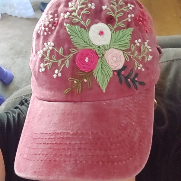 Hand Embroidered Baseball Cap - Etsy