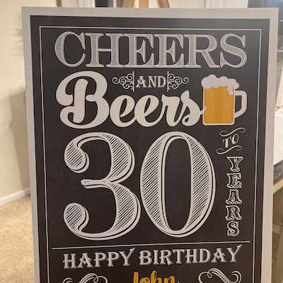 Cheers and Beers to 30 Years Poster, Editable Cheers and Beers Party ...