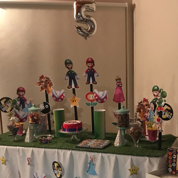 Super Mario Bros. Printable Centerpiece Mario Bros Decorations Mario ...