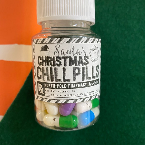 Chill Pill Label Printable Template - Christmas Rx Sticker - Holiday ...