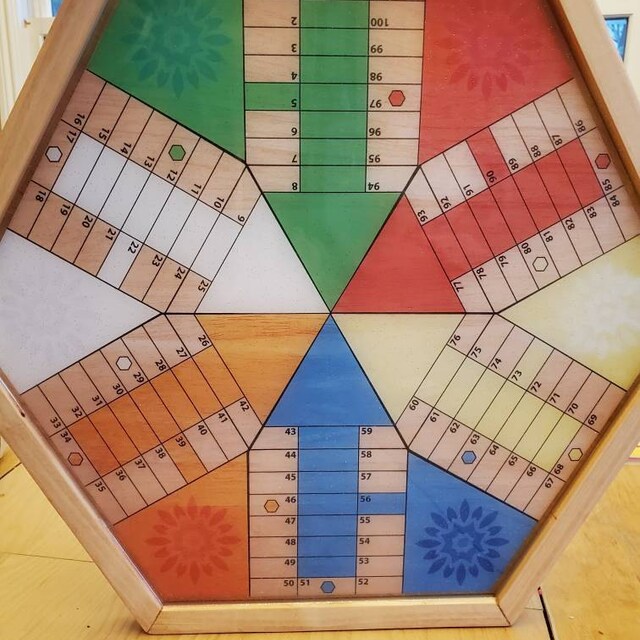 Parcheesi Board for 4 or 6 players CUBA BOARD. Hand Made -  Portugal