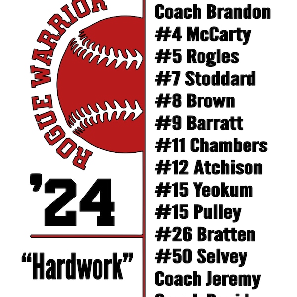 Sport Roster Svg Baseball Team Banner SVG, Roster Template (digital Download) - Etsy