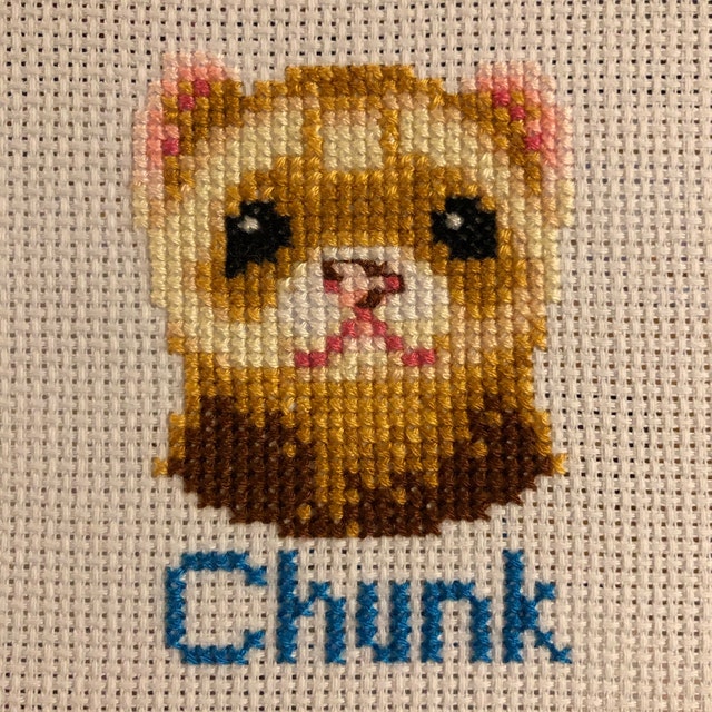 x-post from /r/CrossStitch - I completed a cross stitch of a sable ferret :  r/ferrets