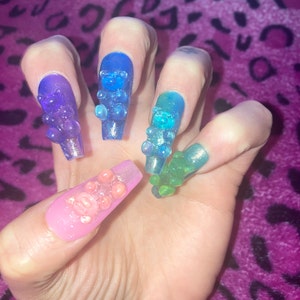 Black French Tip Press on Nails, Press Ons French Tip, Black Nails, Bling Nails , Long Nails - Etsy