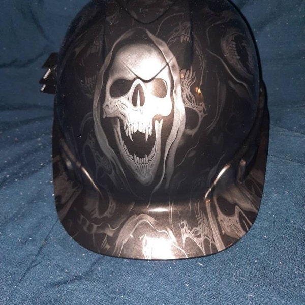 Hard Hat FULL BRIM Custom Hydro Dipped , OSHA Approved SKULLS N ROSES NEW