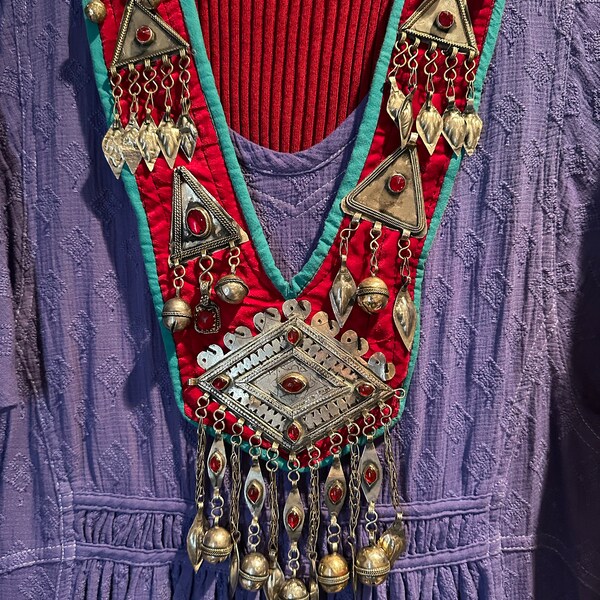 Sautoir Indien Afghan Ethnique Boho - Pendentif Tribal Fait Main En Laiton Argenté - Sans Nickel - Neuf Avec étiquettes