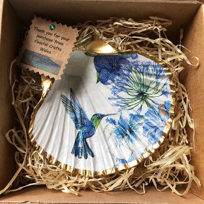 Hummingbird Shell Jewellery Dish. Gold Jewellery Dish. Pot - Etsy UK