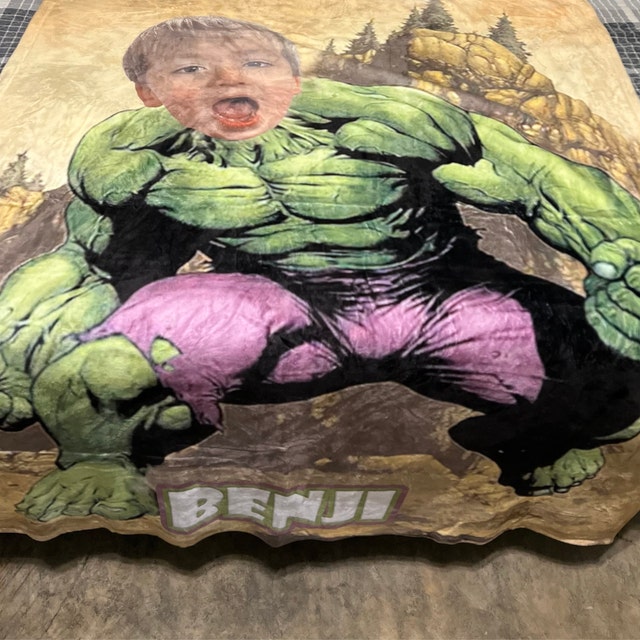 Hulk blanket with child's face hotsell