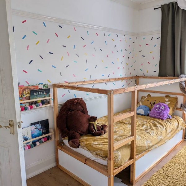 Supzone 128Pcs Colorful Sprinkles Decals Confetti Wall Stickers Mini Bar Matte Finish Vinyl Art Sticker For Kids Nursery Playroom Teen Girl's Bedroom Dorm Home Decoration