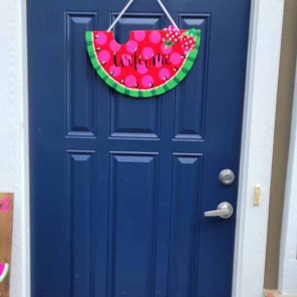 WELCOME Red Watermelon SIGN Wall Art Door Hanger Plaque Pool Backyard ...