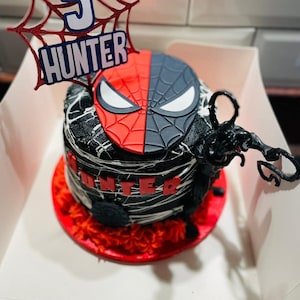 Edible Fondant Spiderman Versus Venom Cake Topper Personalised - Etsy