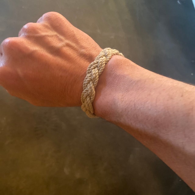 Turks Head Sailor Knot Bracelet Woven Narrow in Tan Cotton Etsy UK