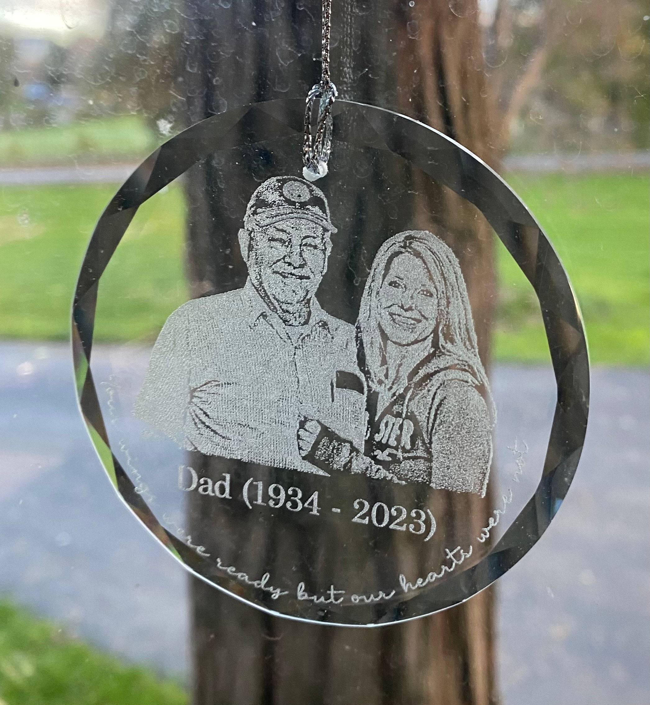 Personalized Memorial Crystal Ornament, Engraved Photo Christmas Ornament, Loss of Father Gift, Sympathy Gift, Remembrance Gift
