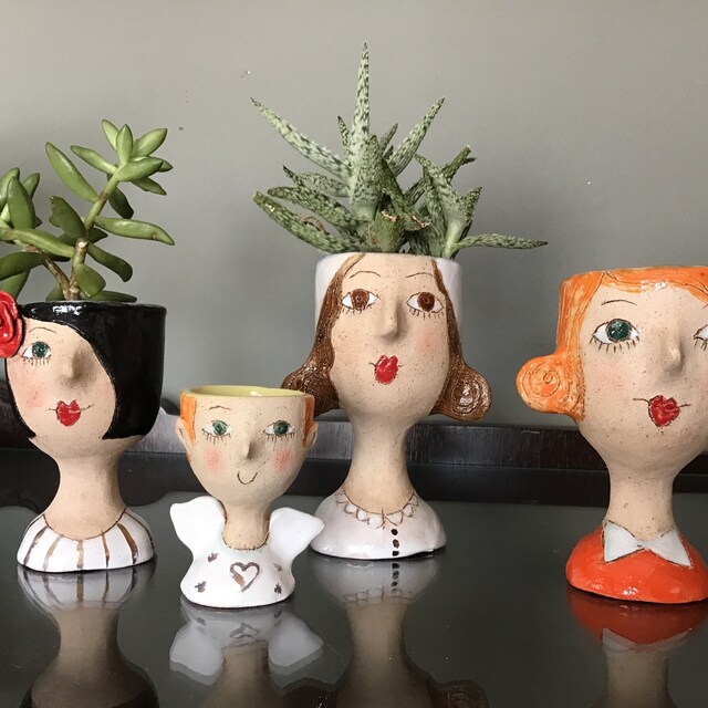 Keramik-Katzen-Übertopf - 14,5x7,5x9,8 Cm, Weiß/rosa, Ohne Schwanz, Für Sukkulenten