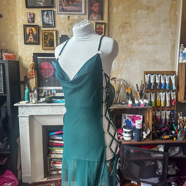 Bali DIY Cowl Neck Slip Dress Pattern W Side Slit, Spaghetti Strap Low